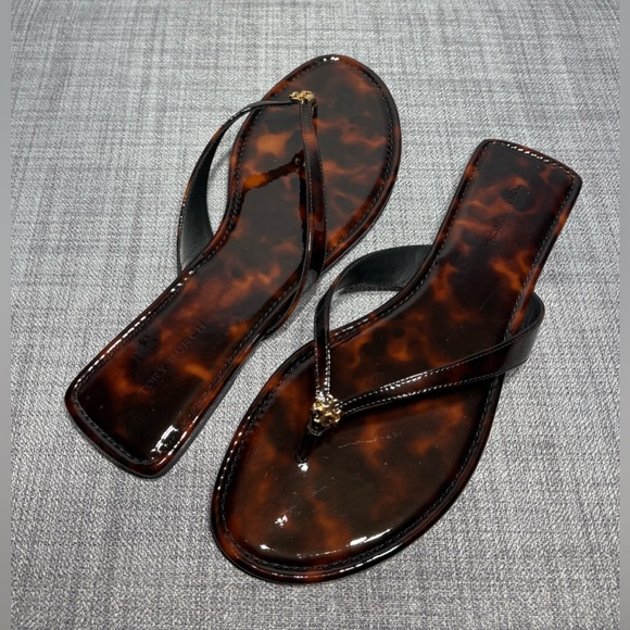 Tory Burch Classic Flip Flop Tortoise Patent Size 8 - Picture 4 of 8